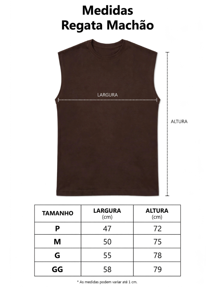 Tabela de medidas da Regata Machão