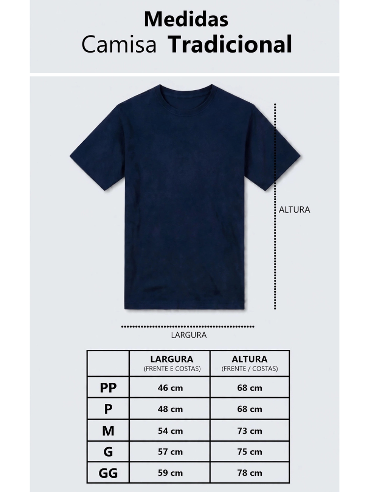 Tabela de medidas da Camisa Tradicional